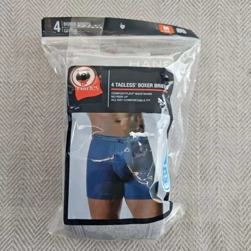 HANES‎ Boxer Briefs Men's M 32-34 Assorted Tagless Comfort Flex 4 Pack J742B4